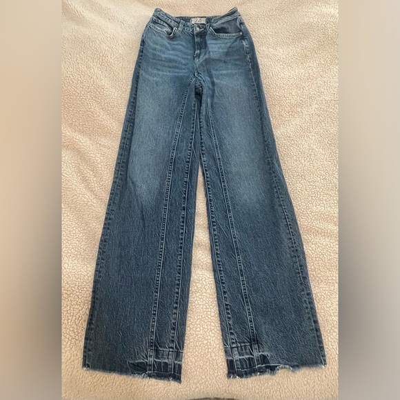 Free People High Rise Raw Hem Flare Jeans - Picture 6 of 9